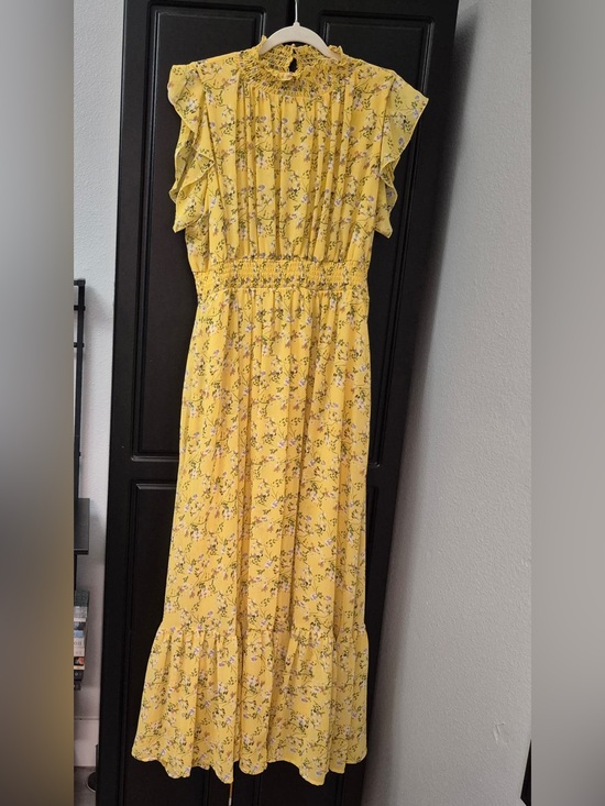 MELLODAY Dresses & Skirts - Yellow Floral Smocked Maxi Dress